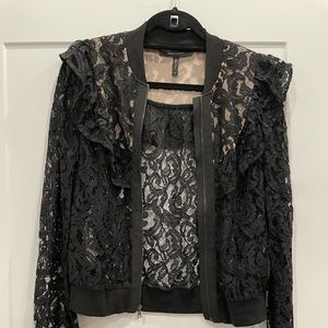 BCBG lace bomber